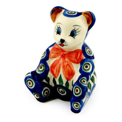 Polish Pottery Bear Figurine 4&quot;