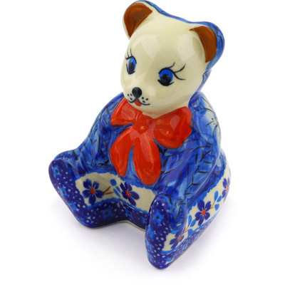 Polish Pottery Bear Figurine 4&quot; UNIKAT