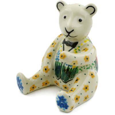 Polish Pottery Bear Figurine 5&quot; Garden Delight UNIKAT
