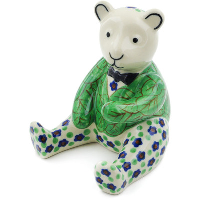 Polish Pottery Bear Figurine 5&quot; Key Lime Dreams UNIKAT