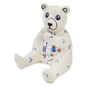 Polish Pottery Bear Figurine 5&quot; Pansy Parade UNIKAT