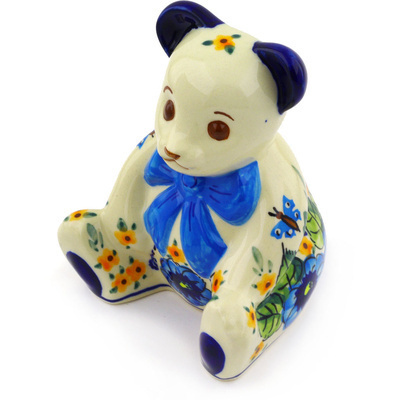 Polish Pottery Bear Figurine 5&quot; Summer Splendor UNIKAT