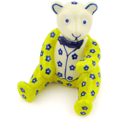 Polish Pottery Bear Figurine 5&quot; Sunshine