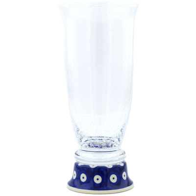 Polish Pottery Beer Glass 19 oz Peacock Eyes