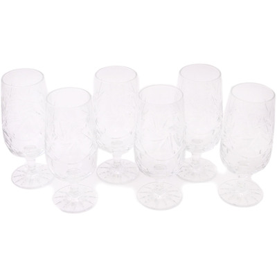 Glass Beer Glass Set of 6 7&quot; Crystal Jewel