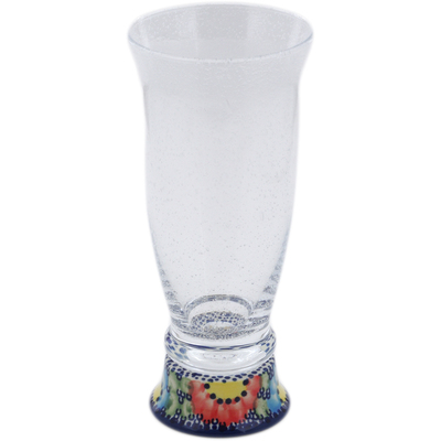 Polish Pottery Beer Glass Spotted Garden UNIKAT