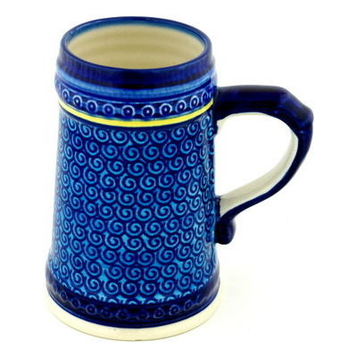 Polish Pottery Beer Mug 22 oz Blue Galaxy