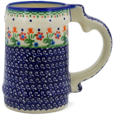 Polish Pottery Beer Mug 26 oz Spring Flowers