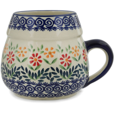 Polish Pottery Beer Mug 27 oz Wave Of Flowers