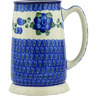 Polish Pottery Beer Mug 28 oz Blue Poppies