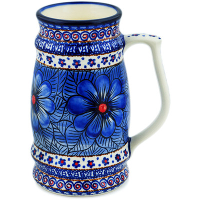 Polish Pottery Beer Mug 34 oz Blue Heaven UNIKAT