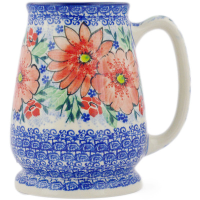 Polish Pottery Beer Mug 34 oz Peak Of Perfection UNIKAT