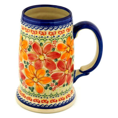 Polish Pottery Beer Mug 34 oz UNIKAT