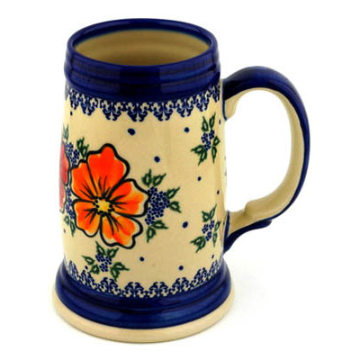 Polish Pottery Beer Mug 34 oz UNIKAT