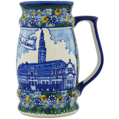 Polish Pottery Beer Mug 34 oz UNIKAT