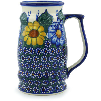 Polish Pottery Beer Mug 35 oz UNIKAT