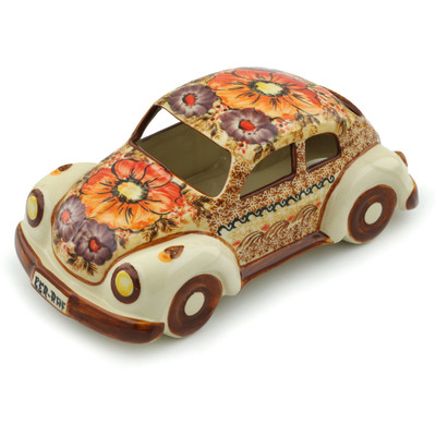 Polish Pottery Beetle Car Figurine 10&quot; Fall Festival UNIKAT