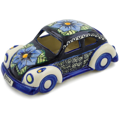 Polish Pottery Beetle Car Figurine 10&quot; Midnight Glow UNIKAT