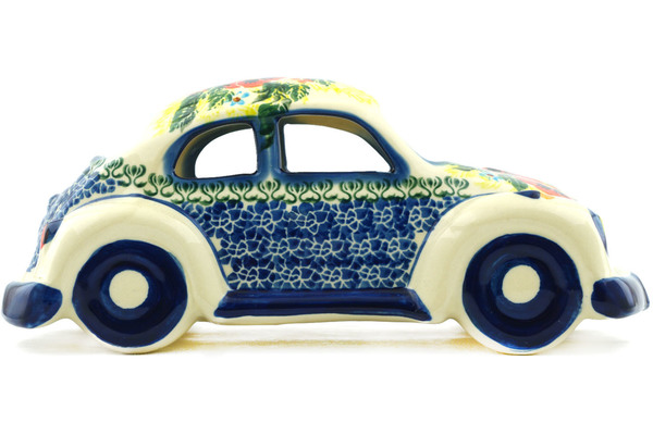 Polish Pottery Beetle Car Figurine 10" Bright Beauty UNIKAT 