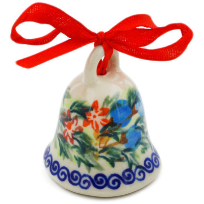Polish Pottery Bell Figurine 2&quot; Ring Of Flowers UNIKAT