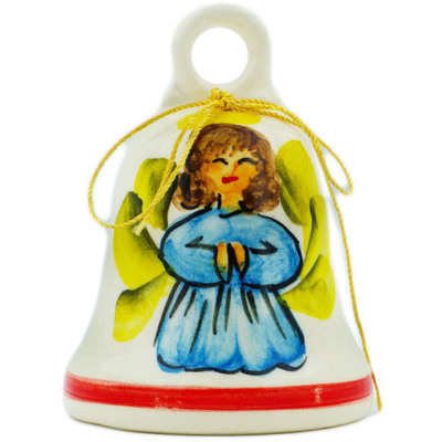 Polish Pottery Bell Figurine 3&quot; Blooming Roses