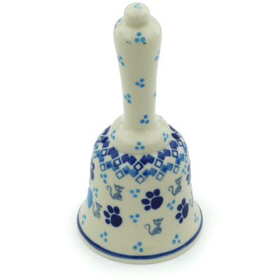 Polish Pottery Bell Figurine 6&quot; Kitty Love