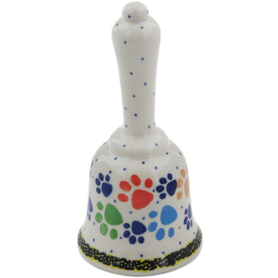 Polish Pottery Bell Figurine 6&quot; Painting Paws