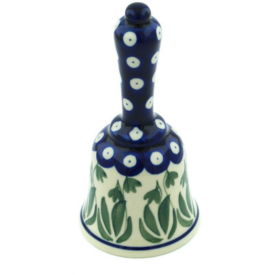 Polish Pottery Bell Figurine 6&quot; Weeping Tulips