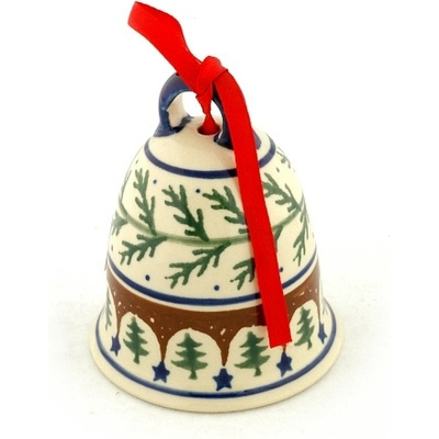 Polish Pottery Bell Ornament 0&quot; Pine Boughs