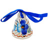 Polish Pottery Bell Ornament 1&quot; Blue Pansy