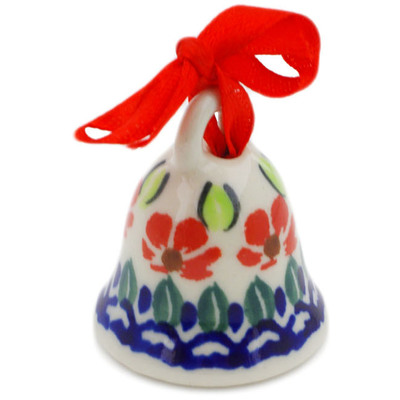 Polish Pottery Bell Ornament 1&quot; Grecian Fields