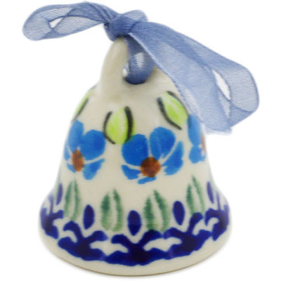 Polish Pottery Bell Ornament 1&quot; Pansy Morning