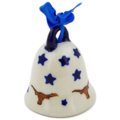 Polish Pottery Bell Ornament 1" Texas State