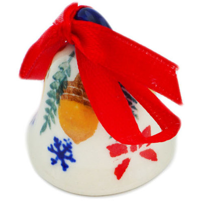 Polish Pottery Bell Ornament 2&quot; Acorn UNIKAT