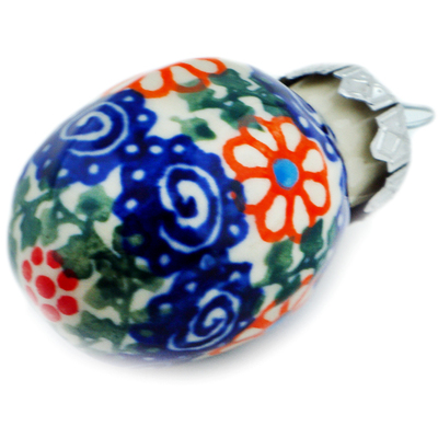 Polish Pottery Bell Ornament 2&quot; Amarillo Meadow UNIKAT