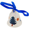 Polish Pottery Bell Ornament 2&quot; Autumn Evergreen