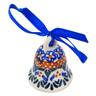 Polish Pottery Bell Ornament 2&quot; Blue Cress