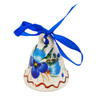 Polish Pottery Bell Ornament 2&quot; Blue Pansy