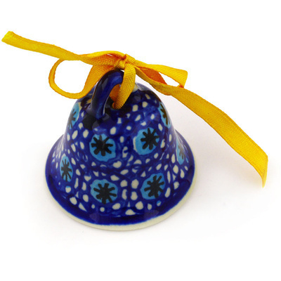 Polish Pottery Bell Ornament 2&quot; Marguerite Daisy