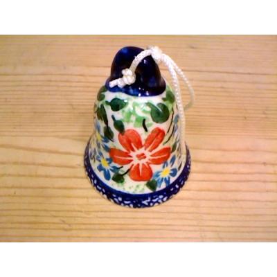 Polish Pottery Bell Ornament 2&quot; Mistletoe UNIKAT
