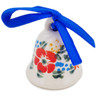 Polish Pottery Bell Ornament 2&quot; Ring Of Meadow Flowers