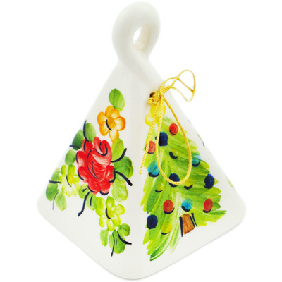 Polish Pottery Bell Ornament 3&quot; Blooming Holiday