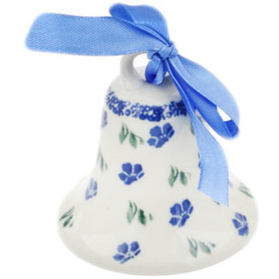 Polish Pottery Bell Ornament 3&quot; Blue Breeze