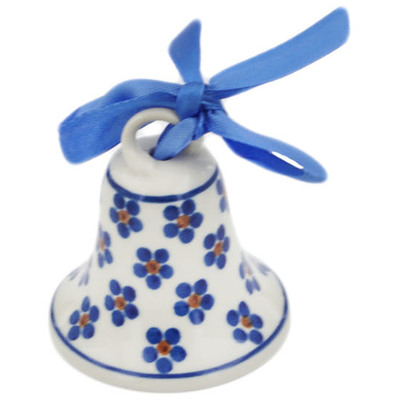 Polish Pottery Bell Ornament 3&quot; Daisy Dots