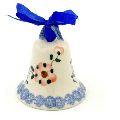 Polish Pottery Bell Ornament 3&quot; Floral Simplicty
