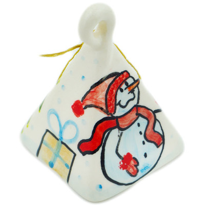 faience Bell Ornament 3&quot; Fun With Frosty