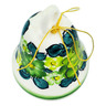 faience Bell Ornament 3&quot; Green Wave
