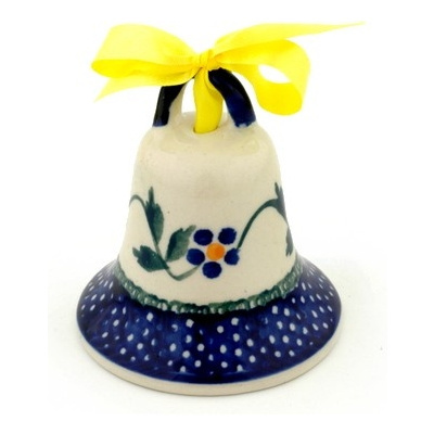 Polish Pottery Bell Ornament 3&quot; Happy Day