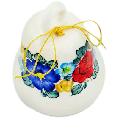 Faience Bell Ornament 3&quot; Little Flower Patch