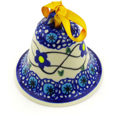 Polish Pottery Bell Ornament 3&quot; Marguerite Daisy